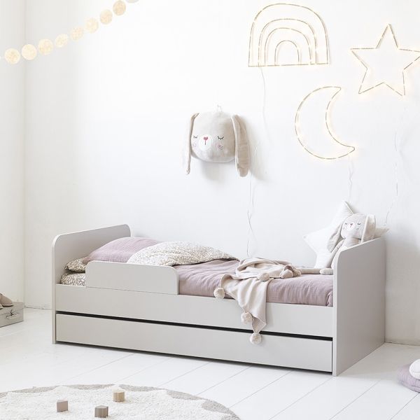 Kids bed beige nuage wood 140x70 toddler room petite amelie