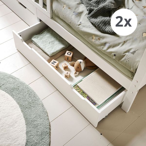 SET OF 2 UNDER BED DRAWERS FOR SINGLE HOUSE BED AND «MILO» BED (90 X 200 CM) | WHITE
