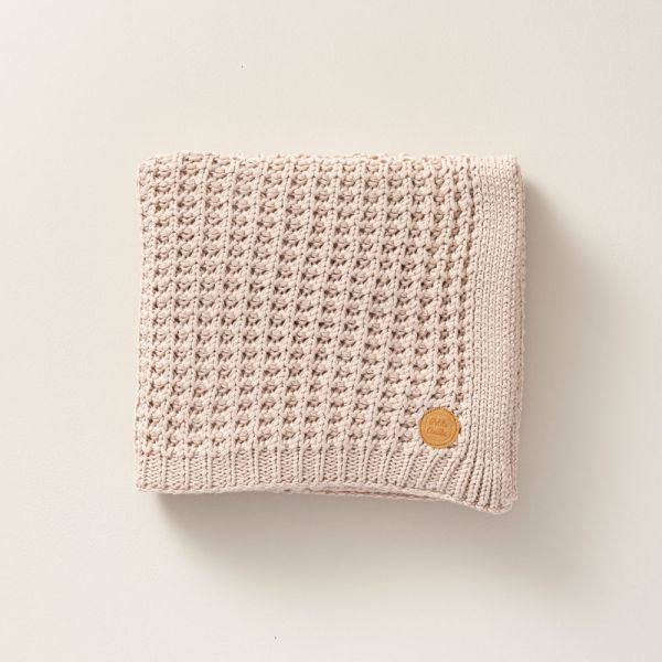 Knitted Organic Cotton Baby Blanket | 80x100 cm | Sand Rose