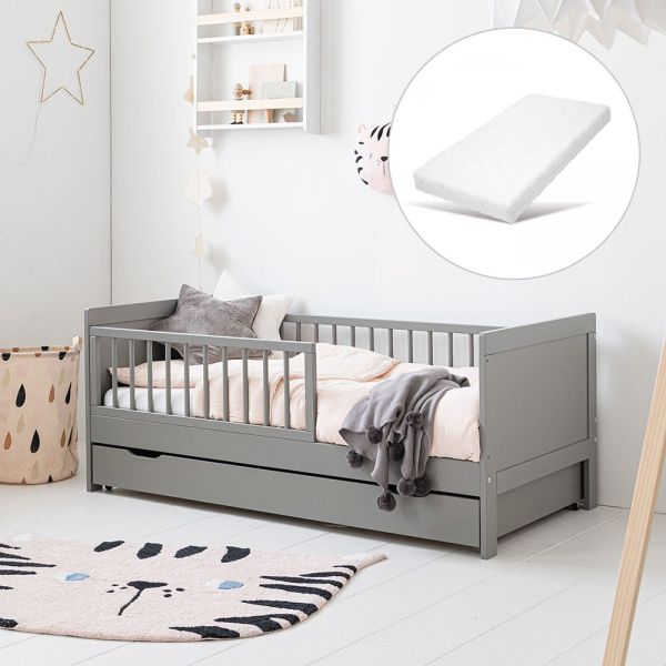 Leon bundle bed with mattress 70x140 grey PetiteAmelie