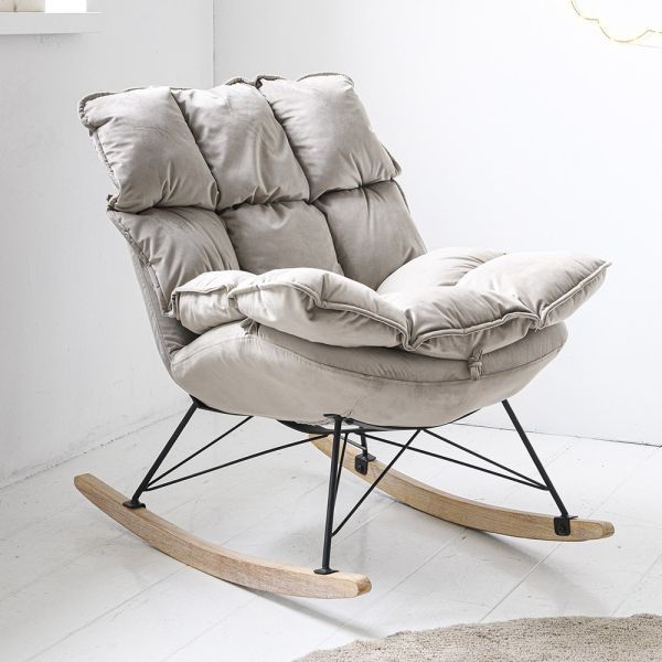 Luxury taupe velvet rocking chair for nursery grey from Petite Amelie