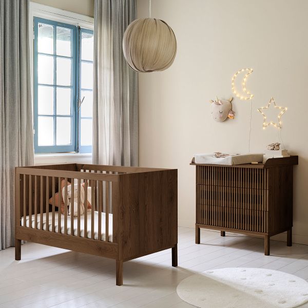 Convertible babyroom «Japandi» 2-piece set | Cot & baby changing table | Wenge