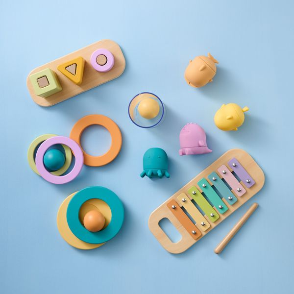 Montessori baby toys and colourful stacking toys for babies from Petite Amélie