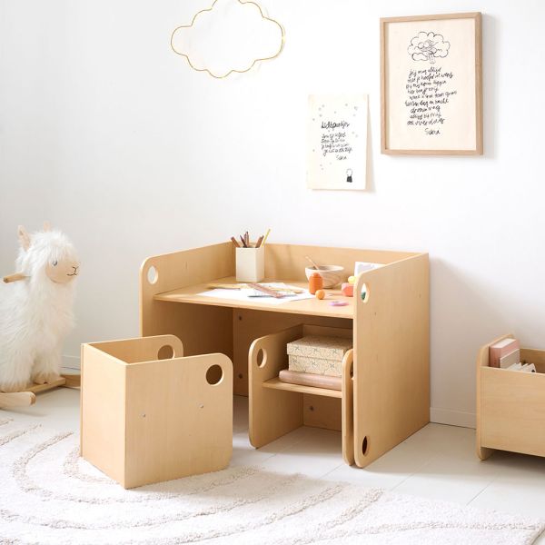 MONTESSORI TABLE AND CHAIRS SET «ELLIPSE» | NATURAL