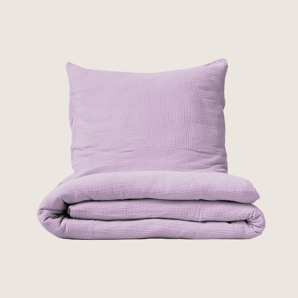 Muslin duvet cover lilac in soft and breathable cotton fabric from Petite Amélie