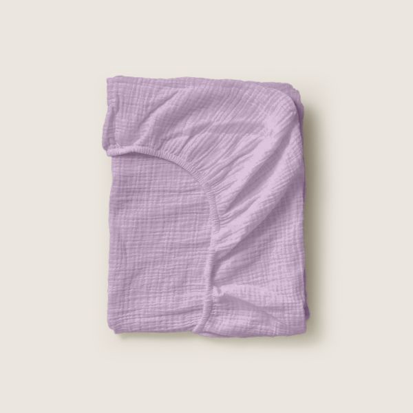 Muslin bed sheets lilac soft and breathable for single beds from Petite Amélie
