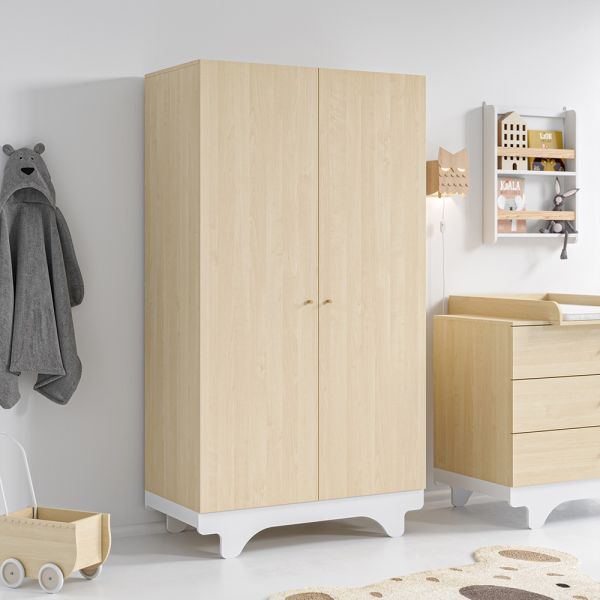 Natural wooden nursery wardrobe