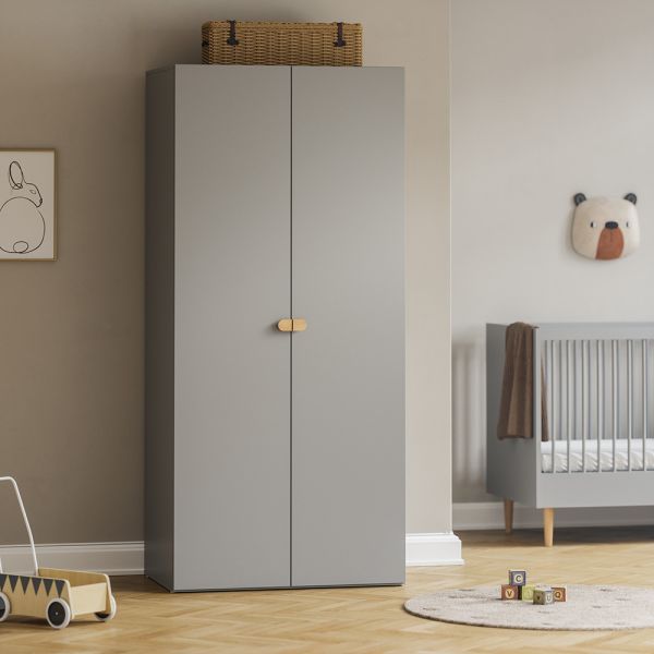 Kids wardrobe made from wood in grey from Petite Amélie