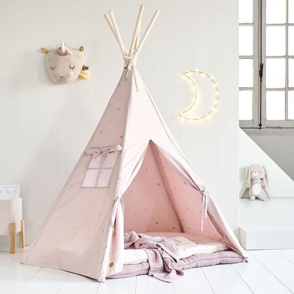 play tent kids in pink with gold stars from Petite Amélie