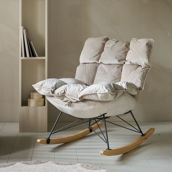 Rocking chair made of metal and wood in beige from Petite Amélie
