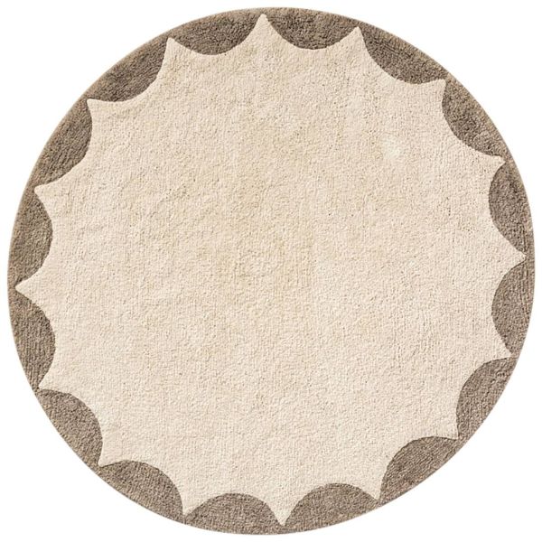 Washable children's rug «CERCLE» Ø120 cm | Off white-taupe