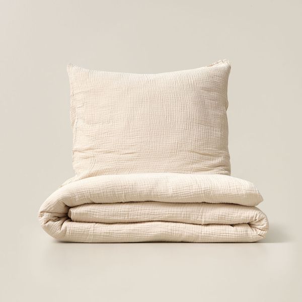 Single duvet cover 140x200 cm from muslin cotton in beige from Petite Amélie