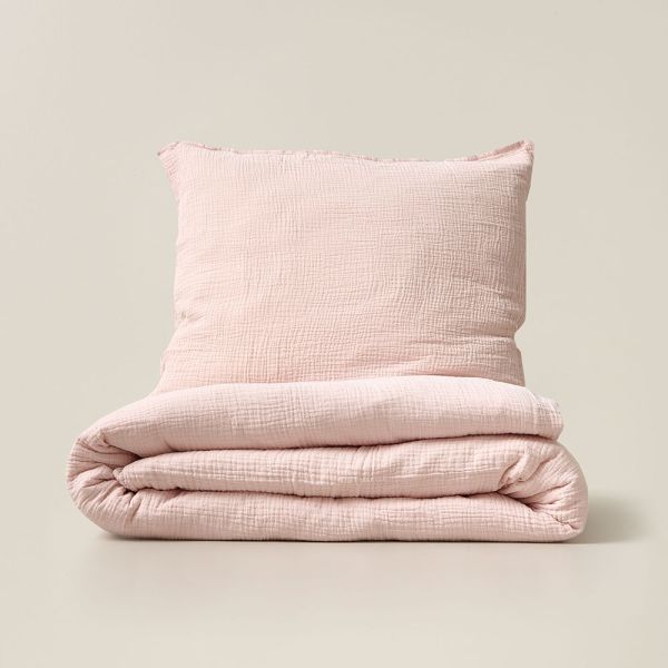 Single duvet cover 140x200 cm from muslin cotton in pink from Petite Amélie