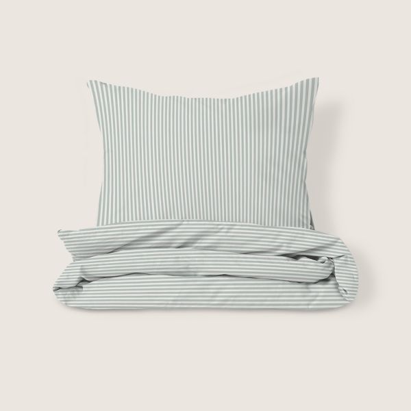 DUVET COVER SET 140 X 200 CM «STRIPED» | OFF-WHITE AND GREEN