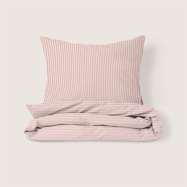 DUVET COVER SET 120 X 150 CM «STRIPED» | OFF-WHITE AND PINK