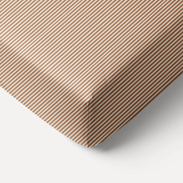 FITTED SHEET 90 X 200 CM «STRIPED» | BEIGE AND CARAMEL