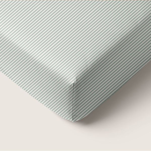 TODDLER FITTED SHEET 70 x 140 CM «STRIPED» | OFF-WHITE AND GREEN