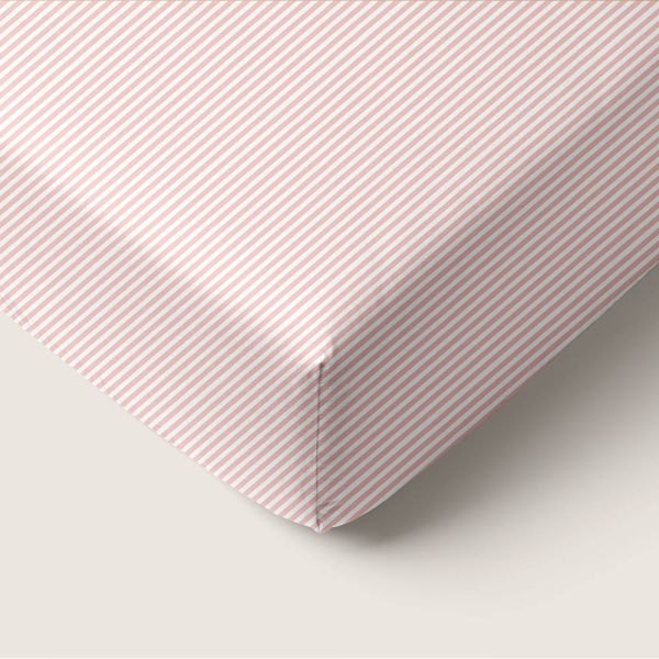 TODDLER BED FITTED SHEET 70 X 140 CM «STRIPED» | OFF-WHITE AND PINK