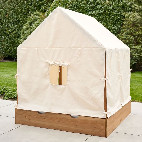 tentdoek voor speelhuis met natuurlijk canvas en open zijkant van Petite Amélie