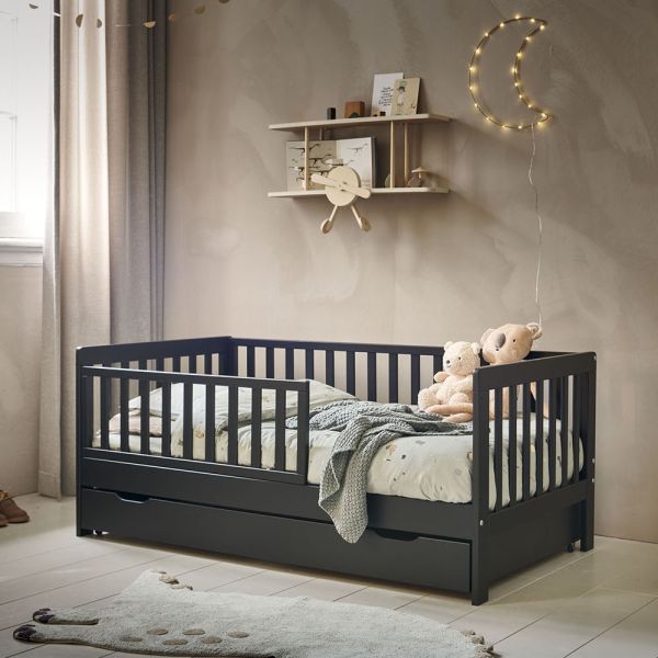 Toddler bed black plume 140x70 wood from Petite Amélie