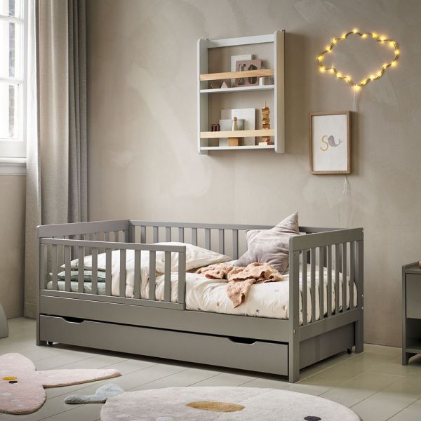Toddler bed in grey plume 140x70 cm from wood from Petite Amélie