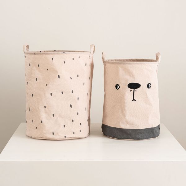 toy storage baskets for toddler room beige bear by Petite Amélie