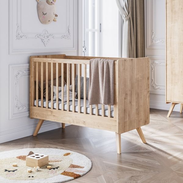 vintage baby cotbed oakwood 120x60 Petite Amélie