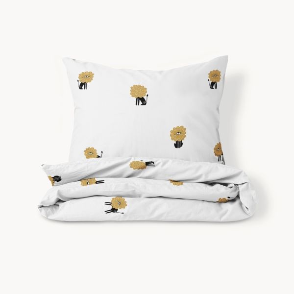 white organic cotton lion print duvet cover Petite Amélie