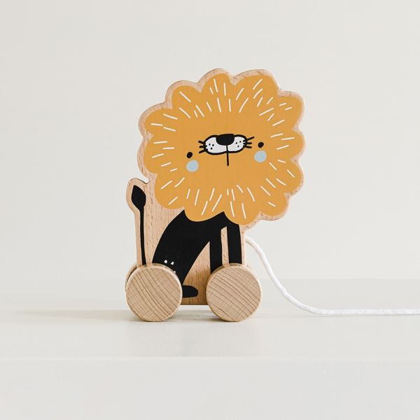 wooden baby pull toy lion from Petite Amélie