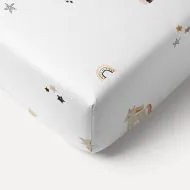 Cot fitted sheet 60x120cm unicorns in white Petite Amelie