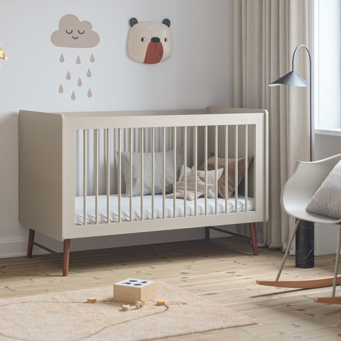 Baby cot bed wood «ROSEAU» in walnut ✔️ Petite Amélie