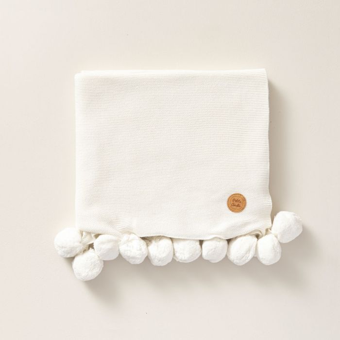 White pom best sale pom baby blanket