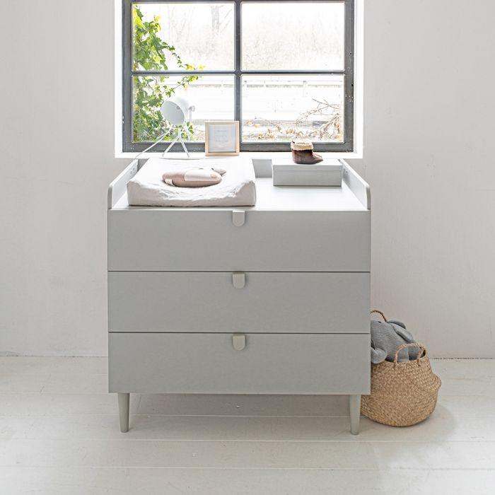 Wooden chest of drawers «ÉTOILE» incl. table topper Grey