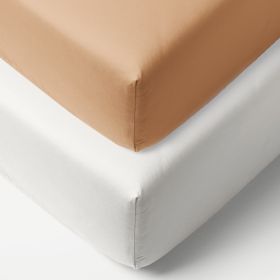 2-pack Jersey fitted sheet 40/45x90 cm| White and tan