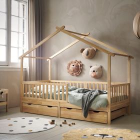 HOUSE BED /CHILDREN'S BED «MAISON» | 90 X 200 CM | NATURAL