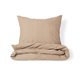 Duvet cover set «Striped» | 140 x 200 cm | Beige and caramel