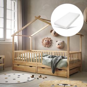 HOUSE BED «MAISON» | 90 X 200 CM | NATURAL | INCL. 12CM FOAM MATTRESS