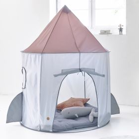 Kids Play Tent «ROCKET» Grey Blue and rusty Orange