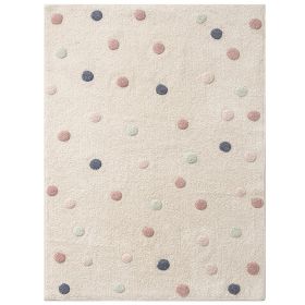 Washable children's rug | Rectangular 120 x 170 cm | Beige with dots