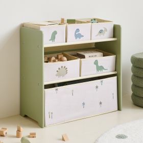 Kids storage unit with boxes «Dino» | Green