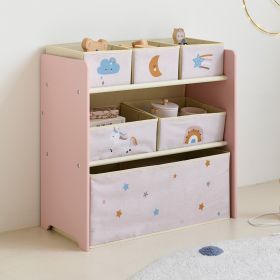 Kids storage unit with boxes «Lara» | Pink