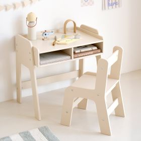 Kids desk and chair set «Lune» | Beige