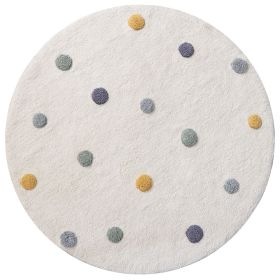 WASHABLE CHILDREN'S RUG | ROUND Ø110 CM | OFF-WHITE WITH DOTS