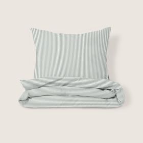 Duvet cover set «Striped» | 140 x 200 cm | Off-white and green
