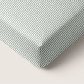 JUNIOR BED FITTED SHEET 80 x 160 CM «STRIPED» | OFF-WHITE AND GREEN