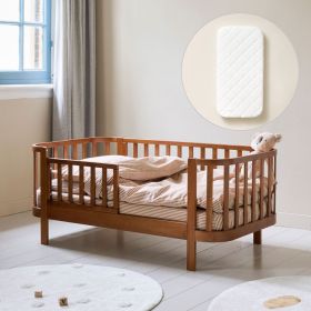 OVAL TODDLER BED «COCOON» | 70 X 140 CM | WALNUT | INCL. MATTRESS