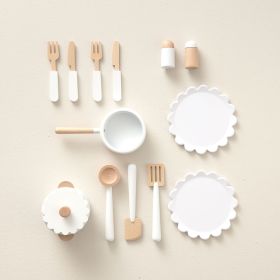 Wooden toy dinner cooking set | «Sorbier» | White | 13-piece
