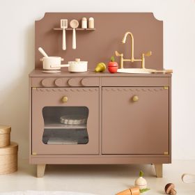 Wooden play kitchen «Sorbier» | Incl. 13-piece accessory set | Mokka
