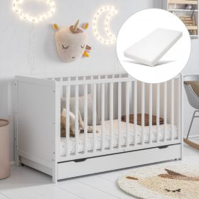 CONVERTIBLE COT BED «NUAGE» | 140x70 CM | WITH MATTRESS | WHITE