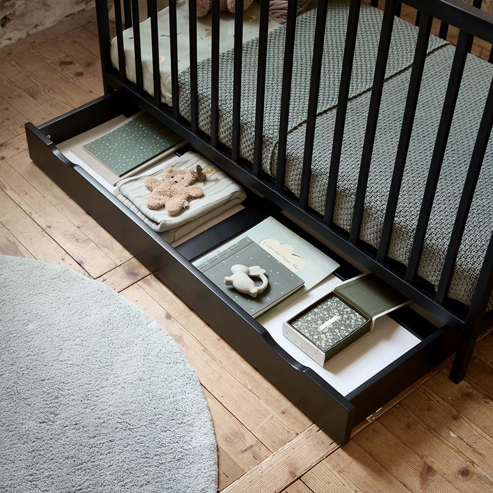 UNDER COT DRAWER FOR COT «HETRE» | 60 X 120 CM | BLACK